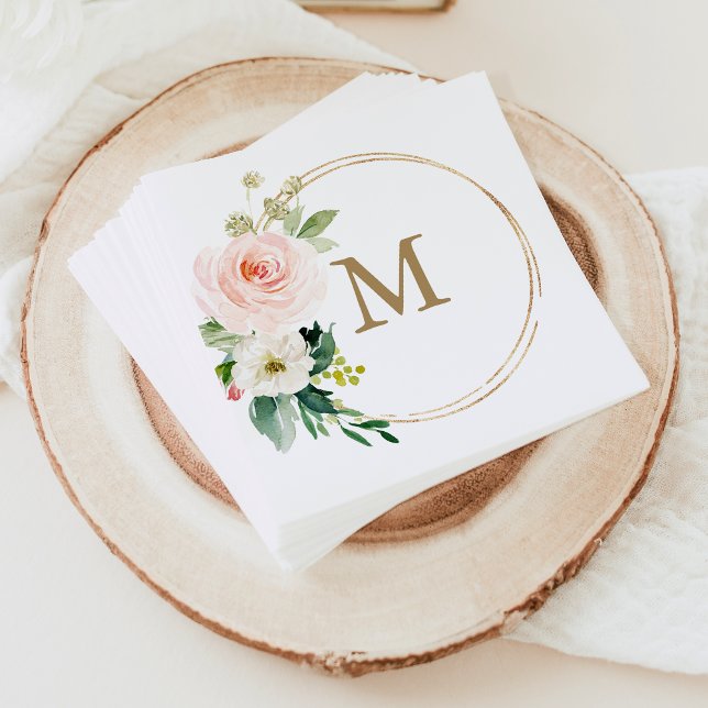 Monogram Wedding Napkin Cocktail Napkin (Creator Uploaded)