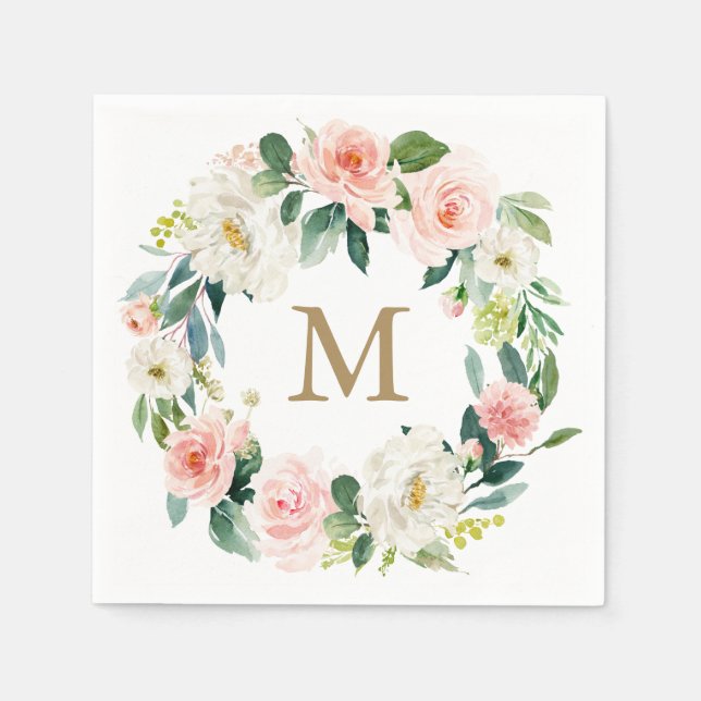 Monogram Wedding Napkin Cocktail Napkin (Front)