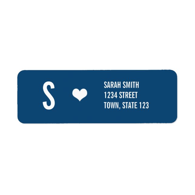 Monogram Wedding Navy Address Labels (Front)