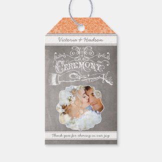 Monogram Wedding Photo Coral or Any Custom Colour Gift Tags