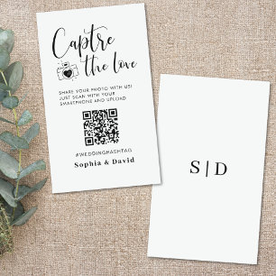 Monogram Wedding Photos Capture The Love QR Code Enclosure Card