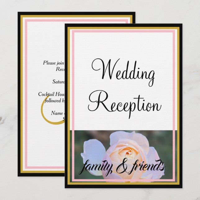Monogram Wedding Reception Pastel Pink Roses  Invitation (Front/Back)