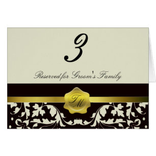 Monogram Wedding Reception Table Number Card