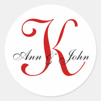 Monogram Wedding Red Bride Groom Names Sticker