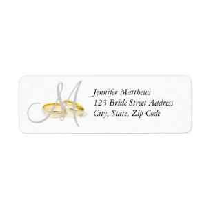 Monogram Wedding Rings Return Address Labels