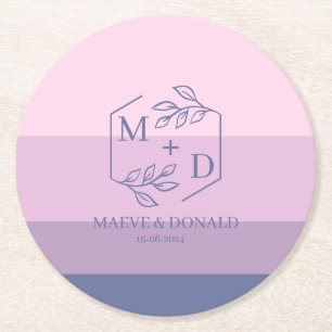 monogram wedding round paper coaster
