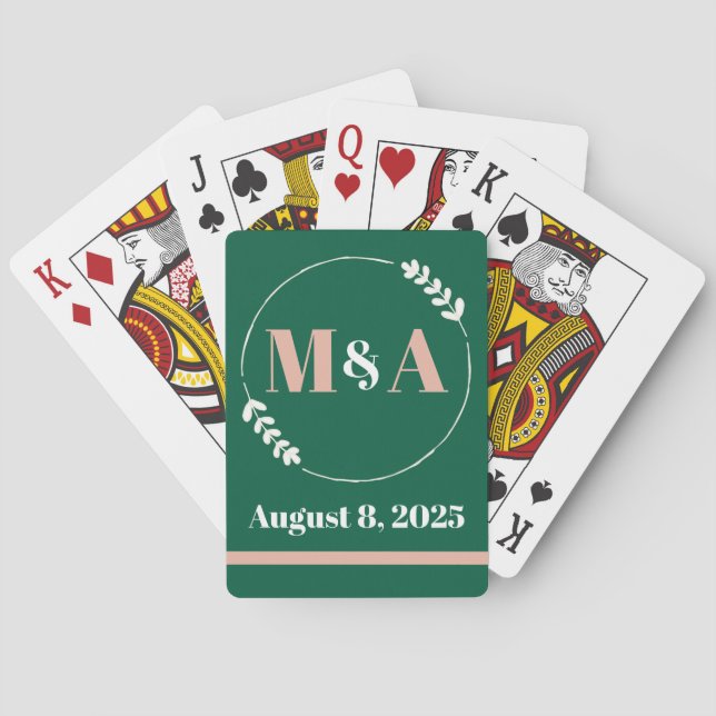 Monogram wedding save the dates or favour playing cards (Back)
