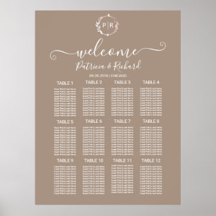 Monogram Wedding Seating Chart Sign Foam Board
