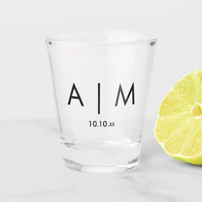 Monogram Wedding  Shot Glass (Front)