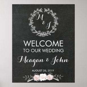 Monogram wedding sign chalkboard modern