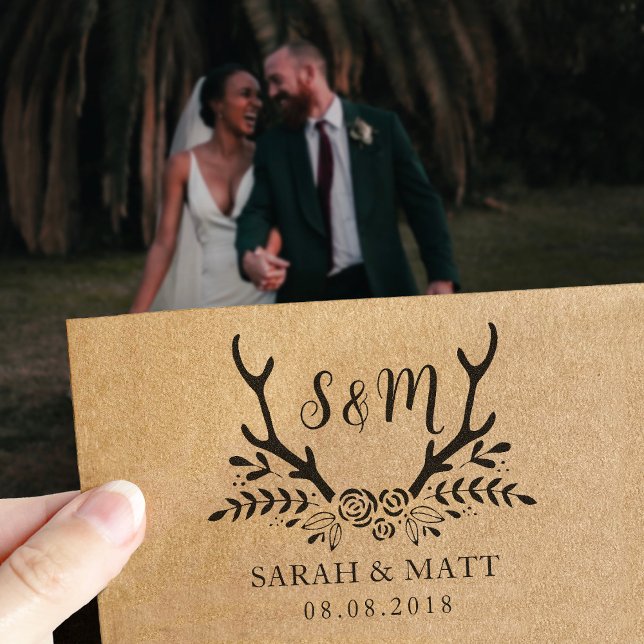 Monogram wedding stamp, save the date self-inking self-inking stamp (Creator Uploaded)