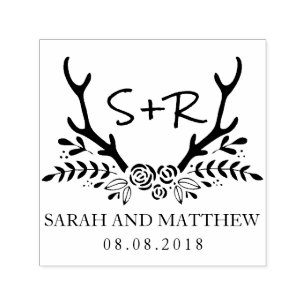 Monogram wedding stamp, save the date self-inking stamp