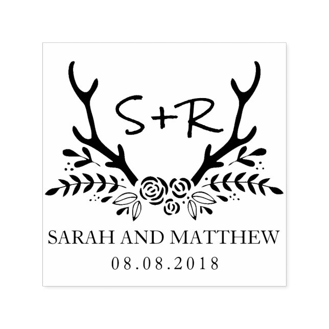 Monogram wedding stamp, save the date self-inking stamp (Design)