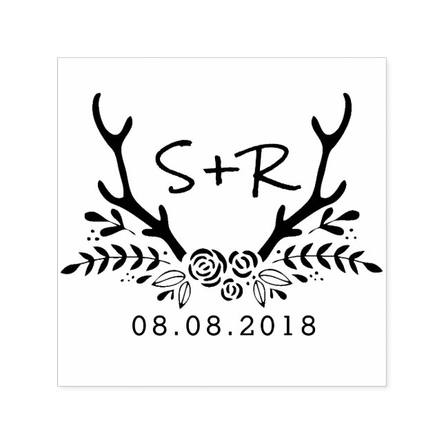 Monogram wedding stamp, save the date self-inking stamp (Design)