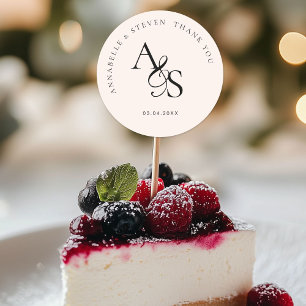 Monogram, Wedding Thank You Classic Round Sticker