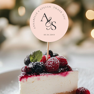 Monogram, Wedding Thank You Classic Round Sticker