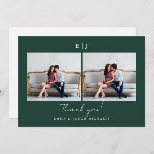 Monogram Wedding Thank You Photo Green