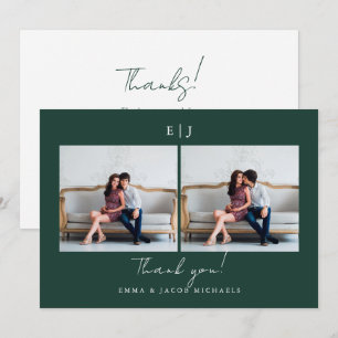Monogram Wedding Thank You Photo Green Card