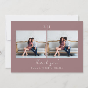 Monogram Wedding Thank You Photo Rose Card