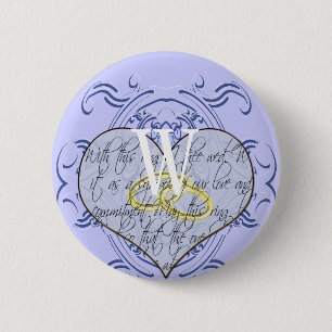 Monogram Wedding Vow Heart 6 Cm Round Badge