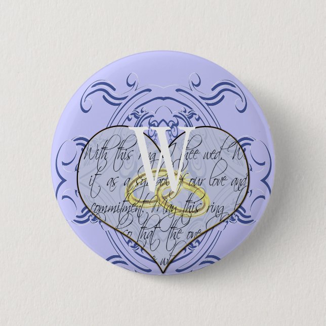 Monogram Wedding Vow Heart 6 Cm Round Badge (Front)