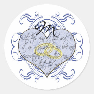 Monogram Wedding Vow Heart Classic Round Sticker