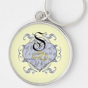 Monogram Wedding Vow Heart Key Ring