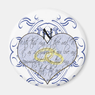 Monogram Wedding Vow Heart Magnet