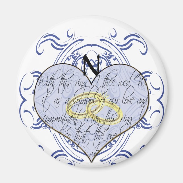 Monogram Wedding Vow Heart Magnet (Front)