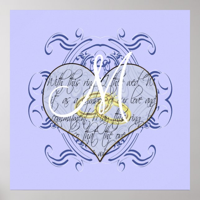 Monogram Wedding Vow Heart Poster (Front)