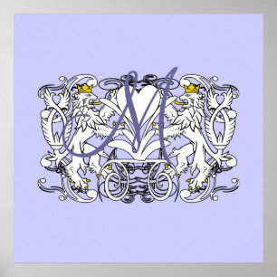 Monogram Wedding Vow Heart Poster