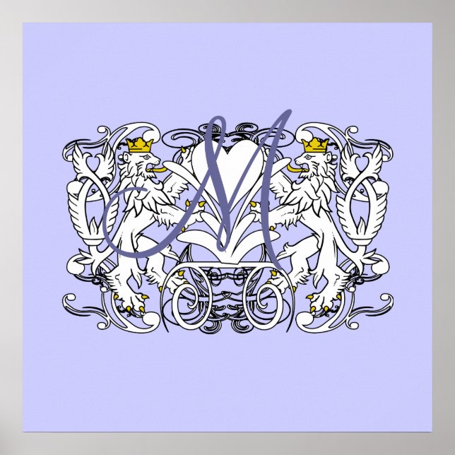 Monogram Wedding Vow Heart Poster (Front)