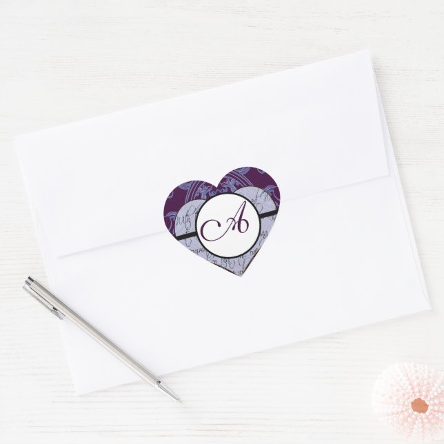Monogram Wedding Vow Heart Sticker (Envelope)