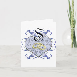 Monogram Wedding Vow Heart Thank You