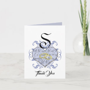 Monogram Wedding Vow Heart Thank You Card