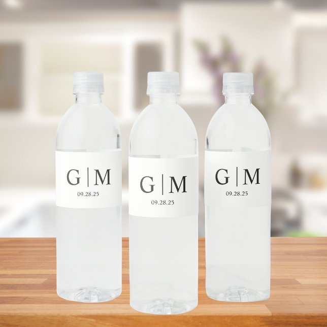 Monogram Wedding Water Bottle Labels Wedding (Creator Uploaded)