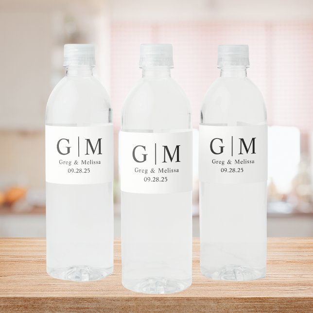 Monogram Wedding Water Bottle Labels Wedding (Creator Uploaded)