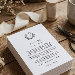 Monogram Wedding Welcome Insert with Program Thank You Card
