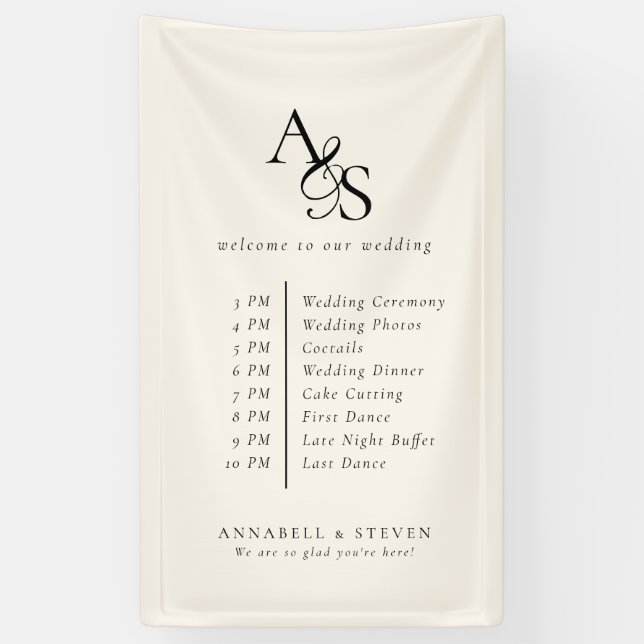 Monogram, Wedding, Welcome & Order of the Event Banner (Vertical)
