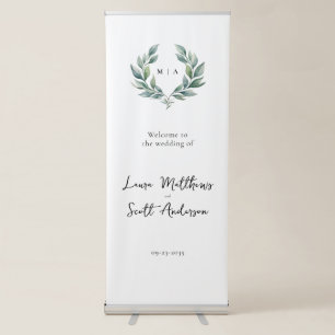 Monogram Wedding Welcome Retractable Banner