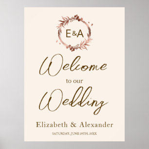 Monogram Wedding Welcome Sign Foam Boar