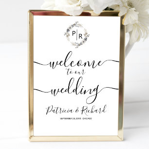 Monogram Wedding Welcome Sign Foam Board