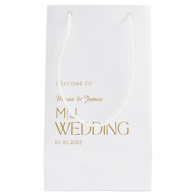 Monogram Wedding Welcome/Thank You Small Gift Bag (Front)