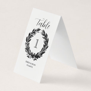 Monogram Wedding Wreath Illustration Table Number