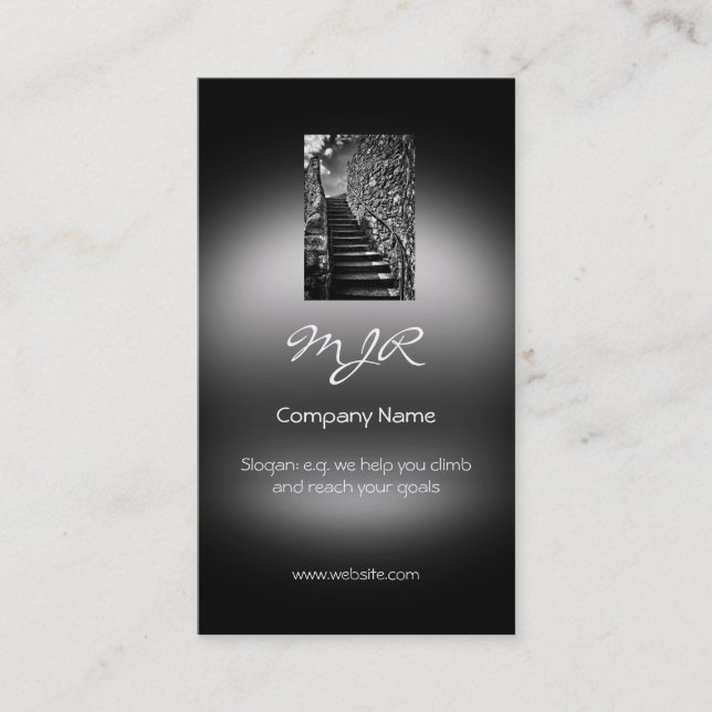 Monogram, Where Your Steps Lead, metallic-effect Business Card (Front)