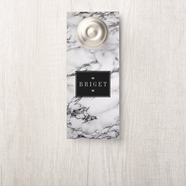 Monogram White And Black Marble Door Hanger (On Knob)