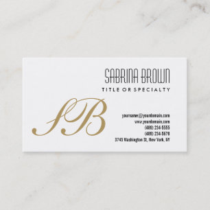 Monogram White Black Gold Consultant Business Card