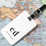 Monogram white black name initials modern luggage tag<br><div class="desc">A classic chic white background. Personalise and add your monogram initials written with block letters and your name in black. Modern,  trendy and simple. 
Back: add your contact information.</div>