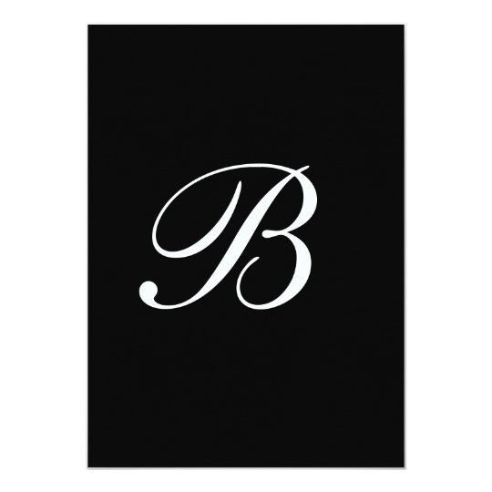 Monogram white black Wedding card