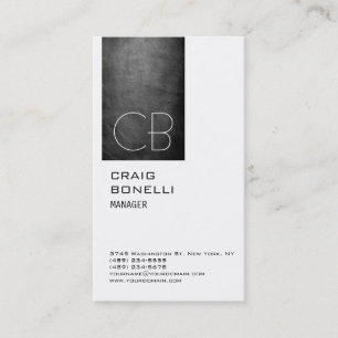 Monogram White Chalkboard Grey Business Card